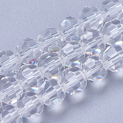 Имитация австрийских кристаллов, класс AAA, граненый (32 грань) круглый, прозрачные, 5 мм, отверстие : 0.7~0.9 мм, около 80 шт / нитка, 15.7 дюйм