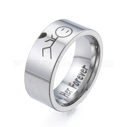 201 Edelstahljunge mit Herzfingerring, Word Her Forever Promise Ring für Männer, Edelstahl Farbe, Innendurchmesser: 17 mm