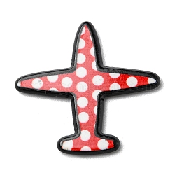 Cabochons opaques en acrylique, avion, motif de points de polka, rouge, 28.5x30x1.7mm