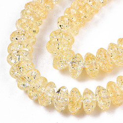 Perles en verre craquelé, teints et chauffée, rondelle, or, 8x4mm, Trou: 1mm, Environ 89~95 pcs/chapelet, 15.16~15.55 pouce (38.5~39.5 cm)