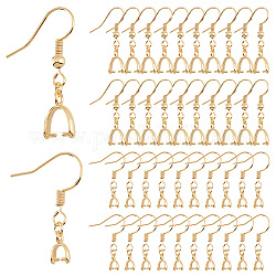 DICOSMETIC 40Pcs 2 Size Rack Plating Brass Earring Hooks, with Ice Pick Pinch Bails, Long-Lasting Plated, Lead Free & Cadmium Free, Golden, 25.5~30mm, Pin: 0.6~0.8mm, 20Pcs/size