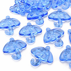Colgantes de acrílico transparentes, paraguas con lazo, azul, 42.5x38x7.5mm, agujero: 3x3.5 mm, aproximamente 109 unidades / 500 g