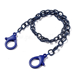 Collares de cadena de cable de nailon personalizados, cadenas de gafas, cadenas de bolsos, con cierres de langosta de plástico, azul medio, 50 cm