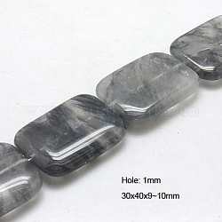 Natural Cloudy Quartz Beads Strands, Rectangle, Gray, 40x30x9~10mm, Hole: 1mm, about 10pcs/strand, 15.5inch