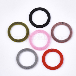 Флокированные акриловые подвески, кольцо, разноцветные, 29~30x1.5~2.5 мм, отверстие : 1.5 мм