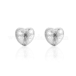 304 Stainless Steel Stud Earrings for Women, Heart, Stainless Steel Color, 19x20mm