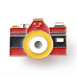 Perno smaltato per fotocamera, stemma in lega leggera oro per abbigliamento zaino, rosso, 21x28x2mm, ago :1mm