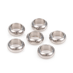 201 Stainless Steel Spacer Beads, Large Hole Beads, Flat Round, Stainless Steel Color, 8x3mm, Hole: 5.5mm