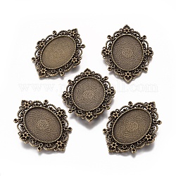 Alloy oval Fassungen für Cabochons, cadmiumfrei nickelfrei und bleifrei, Antik Bronze, 68x53x3 mm, Bohrung: 4.5 mm, für 2~2.5 mm Strass
