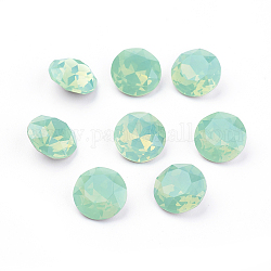 Pointed Back & Back Plated K9 Glass Rhinestone Cabochons, Grade A, Faceted, Flat Round, Pacific Opal, 10x5mm