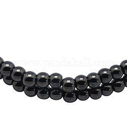 Chapelets de perles en hématite synthétique magnétique, ronde, noir, environ 5 mm de diamètre, trou: environ 0.8 mm, 16 pouce