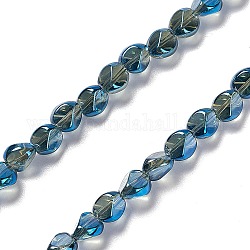 FilI di perline in vetro placcato, lustro di perla placcato, pepite, Blue Marine, 7x6.5x6mm, Foro: 0.9 mm, circa 90pcs/filo, 24.41 pollice (62 cm)