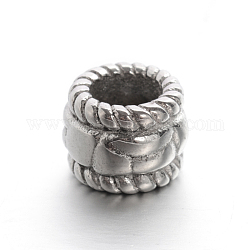 Retro Smooth 304 Stainless Steel Large Hole Column Beads, Antique Silver, 8.5x11.5mm, Hole: 6.5mm