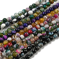 Fili di perle tonde sfaccettate di agata naturale sfaccettata, tinto, grado a, colore misto, 6mm, Foro: 1 mm, circa 61pcs/filo, 15 pollice