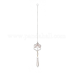 Perles acryliques en forme de larme grosses décorations pendantes, capteurs de soleil suspendus, avec des perles éclatées de quartz rose, arbre de la vie, flocon de neige, 394mm