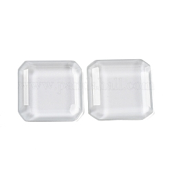 Cabochons en verre, dos plat, facette, carrée, clair, 25.5x25.5x5mm