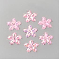 Acryl-Perlen, ab Farbe plattiert, Blume, Perle rosa, 14x14x2 mm, Bohrung: 1 mm