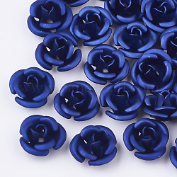 Aluminium-Perlen, matt, langlebig plattiert, 3-Blütenblatt Blüte, königsblau, 6x4.5 mm, Bohrung: 0.8 mm