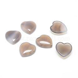 Cabuchones de ágata de color gris natural, corazón, 25x23x7.5mm