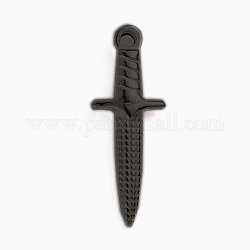 304 ciondoli in acciaio inossidabile, pugnale, elettroforesi nera, 24x9x3.5mm, Foro: 1.6 mm