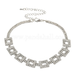Collares de gargantilla de rhinestone de cristal, Collares de cadenas de eslabones rectangulares de aleación de moda, Platino, 11.50 pulgada (29.2 cm)
