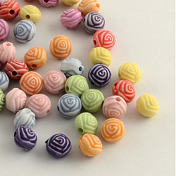 Perles de fleurs acryliques de style artisanal, rose, couleur mixte, 8x6.5mm, Trou: 2mm, environ 2700 pcs/500 g