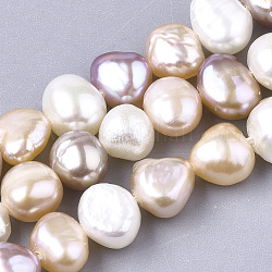 Hebras de perlas de agua dulce cultivadas naturales, dos lados pulidos, pepitas, color de concha, 6~7x7~9x4~5mm, agujero: 1 mm, aproximamente 44 pcs / cadena, 13.38~13.77 pulgada (34~35 cm)