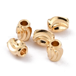 Brass Corrugated Beads, Long-Lasting Plated, Column, Real 24K Gold Plated, 3.5x3mm, Hole: 1.2mm