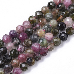 Chapelets de perles en tourmaline naturelle, facette, ronde, 4mm, Trou: 0.7mm, Environ 94 pcs/chapelet, 15.35 pouce (39 cm)