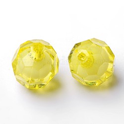 Transparent Acrylic Beads, Bead in Bead, Faceted, Round, Champagne Yellow, 20mm, Hole: 3mm, about 130pcs/500g
