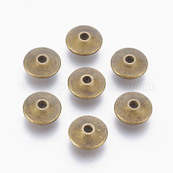 Tibetischer stil legierung perlen, Bleifrei und cadmium frei, flaches Doppelkegel, Antik Bronze, 11x5 mm, Bohrung: 2.2 mm