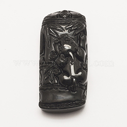Pendentifs en obsidienne naturelle, rectangle, 48x22x12mm, Trou: 2mm
