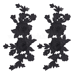 Accesorios de adorno de flores de bordado de poliéster, para la decoración del cuello del manguito, negro, 280x136x3mm