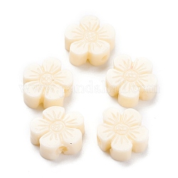 Perles de corail synthétiques sculptés, teinte, fleur, beige, 9.7x10.7x3.8mm, Trou: 1.4mm