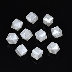Perle di perle imitazione plastica abs, sfaccettato, cubo, bianco crema, 7x8x8mm, Foro: 1.8 mm, circa 1690pcs/500g