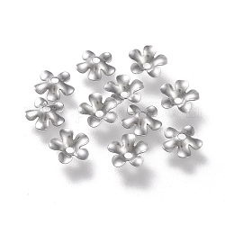 304 Edelstahl Perlenkappen, 5-Blütenblatt, Blume, Edelstahl Farbe, 6x6.5x1.5 mm, Bohrung: 1.2 mm