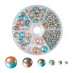 Perles en plastique imitation perles arc-en-abs, perles de sirène gradient, ronde, chameau, 3mm / 4mm / 6mm / 8mm / 10mm / 12mm, Trou: 1~2mm, 564 pcs / boîte