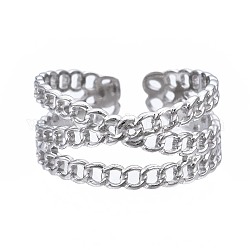 304 anillo de puño abierto entrecruzado de acero inoxidable, anillo hueco grueso para mujer, color acero inoxidable, nosotros tamaño 7 (17.3 mm)