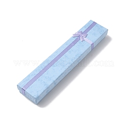 Pajarita joya de cartón cajas de collar, Rectángulo, luz azul cielo, 20x4x2 cm, diámetro interior: 19.5x3.7 cm