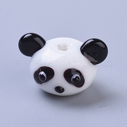 Manuell Murano Glas Perlen, Cartoon Panda, Schwarz, 14.5~16x18~21.5x16 mm, Bohrung: 2 mm