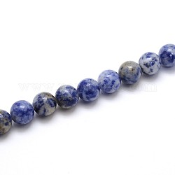 Hebras de cuentas redondas de jaspe azul natural, 6mm, agujero: 1 mm, aproximamente 65 pcs / cadena, 15.5