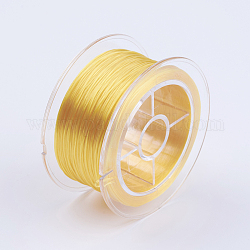 Cuerda de cristal elástica plana, Hilo de cuentas elástico, para hacer la pulsera elástica, amarillo, 1mm, alrededor de 54.68 yarda (50 m) / rollo
