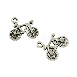 Bicicletta di stile tibetano incanta in lega di zinco, piombo & cadimo libero, argento antico, 14x17x3mm, Foro: 1.5 mm, circa 625pcs/500g
