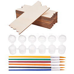 DIY farbiges Zeichnen Holzhandwerk, mit Holz Cabochons, Plastikkunstpinsel Stiftwertsätze & leere Farbpalette, Mischfarbe, 178~200x5~7 mm