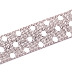 Cordón de goma elástico plano / banda, correas de costura accesorios de costura, Modelo de lunar, gris, 15.5mm