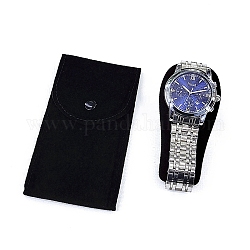 Sac de rangement pour montre en velours rectangle, boîte à montre portable couleur morandi, sac à bijoux en velours, paquet unique, noir, 13x7 cm