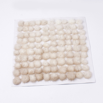 Faux Mink Fur Ball Decoration, Pom Pom Ball, For DIY Craft, Antique White, 2.5~3cm, about 100pcs/board