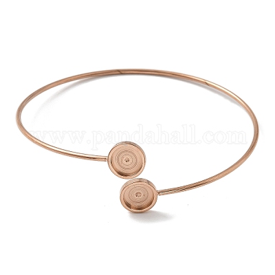 Заготовки для браслетов-манжет из нержавеющей стали 304 с круглым подносом STAS-Z088-03B-RG-1