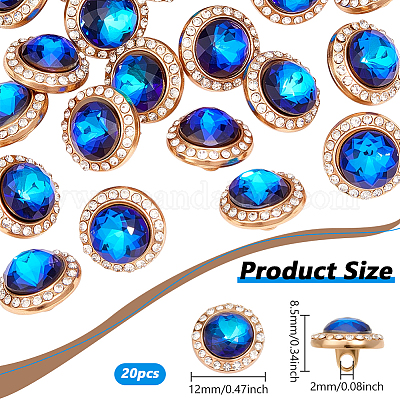 20 шт. плоские круглые пуговицы из цинкового сплава со стразами на 1 отверстия ALRI-NB0001-20C-1