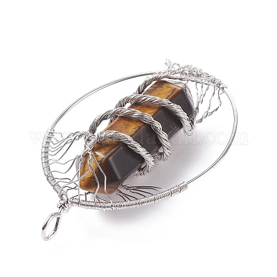 Естественно тигровый глаз большие кулоны G-F702-02P-E-1